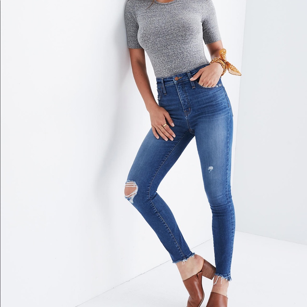 Madewell Curvy High-Rise Skinny Jeans: Drop Step-Hem Edition size 26